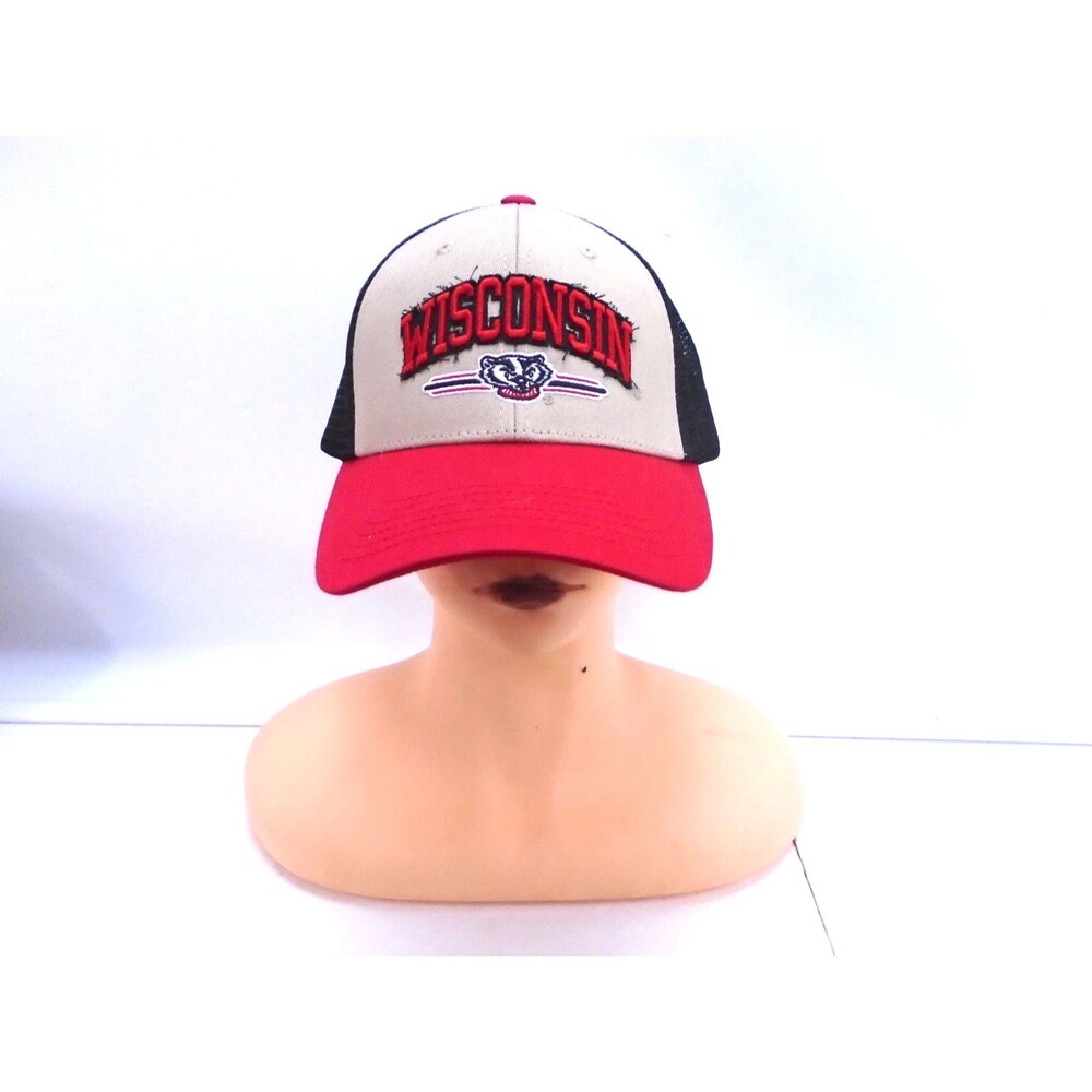 Wisconsin Badgers Hat Captivating Headwear Trucker Cap Beige Red Black Snapback